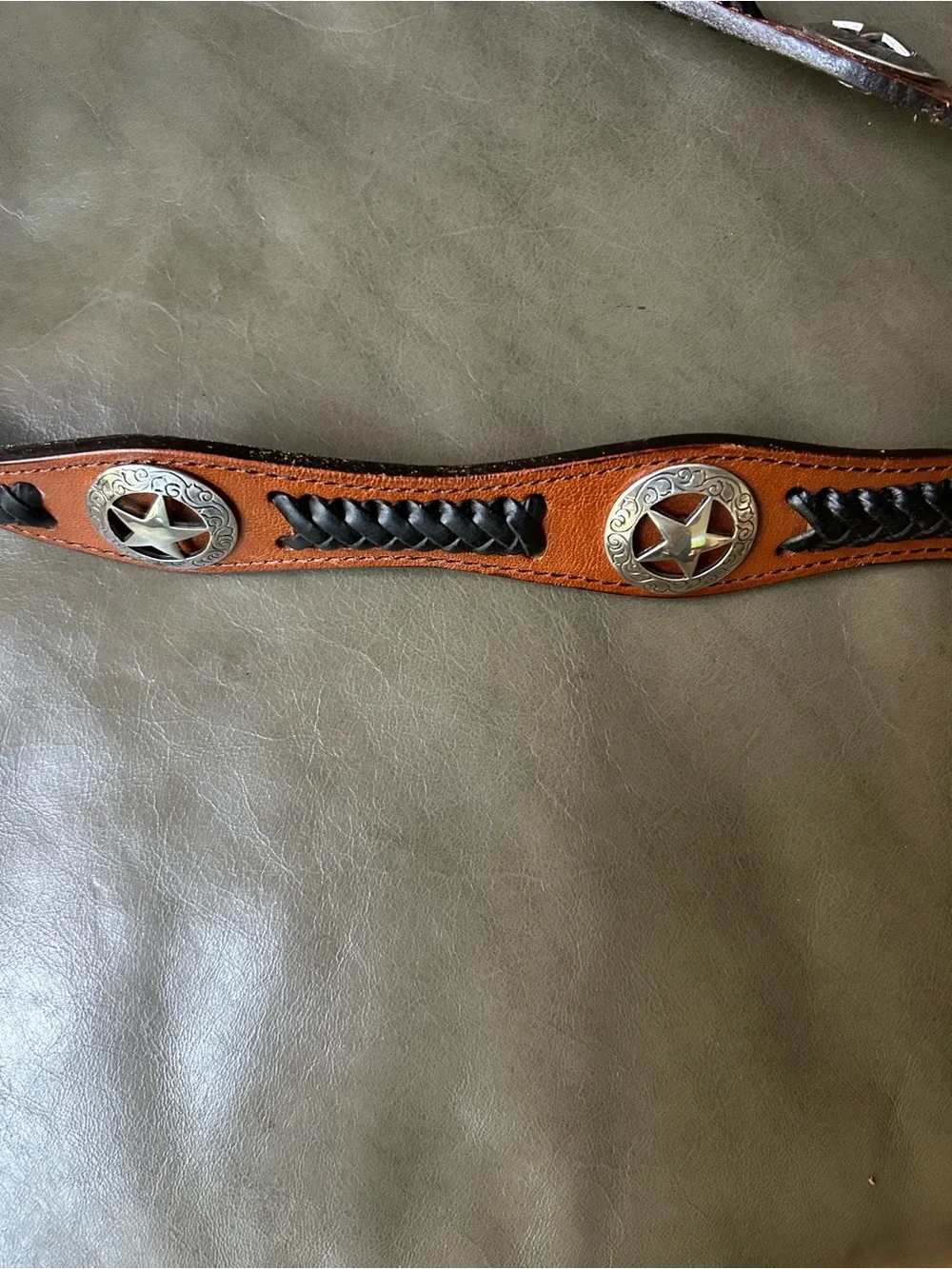 Cody James  western cow boy brown leather belt with silver conchos